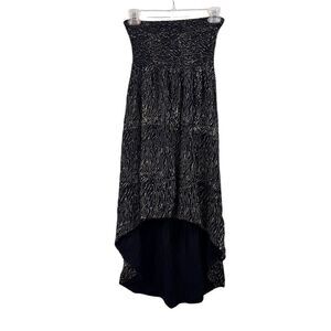 Santiki Women's Black Hi-Low Dress Size Medium Splatter Print